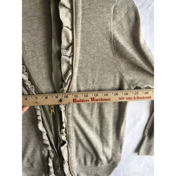 J. Crew Cotton/Wool/Silk, Double Gold Zipper Women's Beige Sweater Size Large - Picture 9 of 9